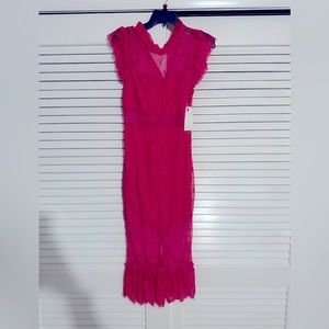 The Post Fuscia cut out lace dress
